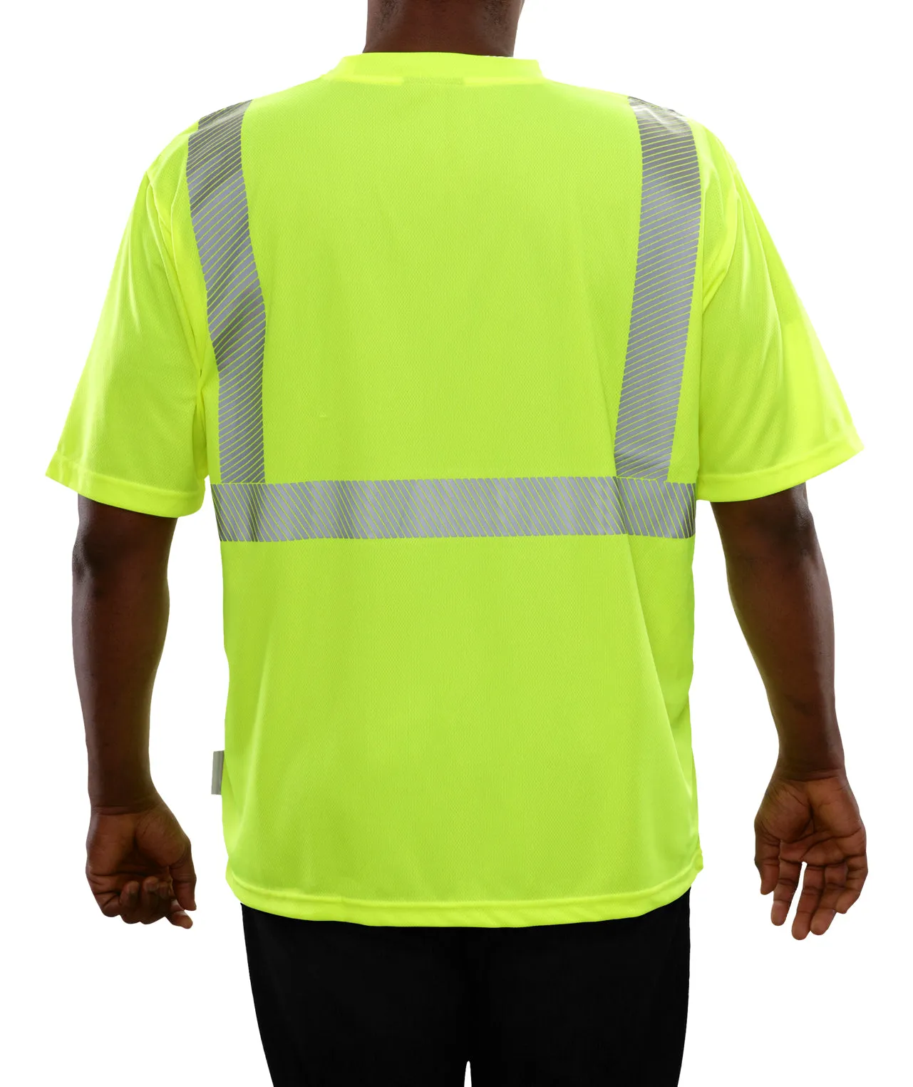 102CTLM Hi-Vis Lime Birdseye Hi-Vis Pocket Safety High Visibility Shirt with Comfort Trim by 3MTM