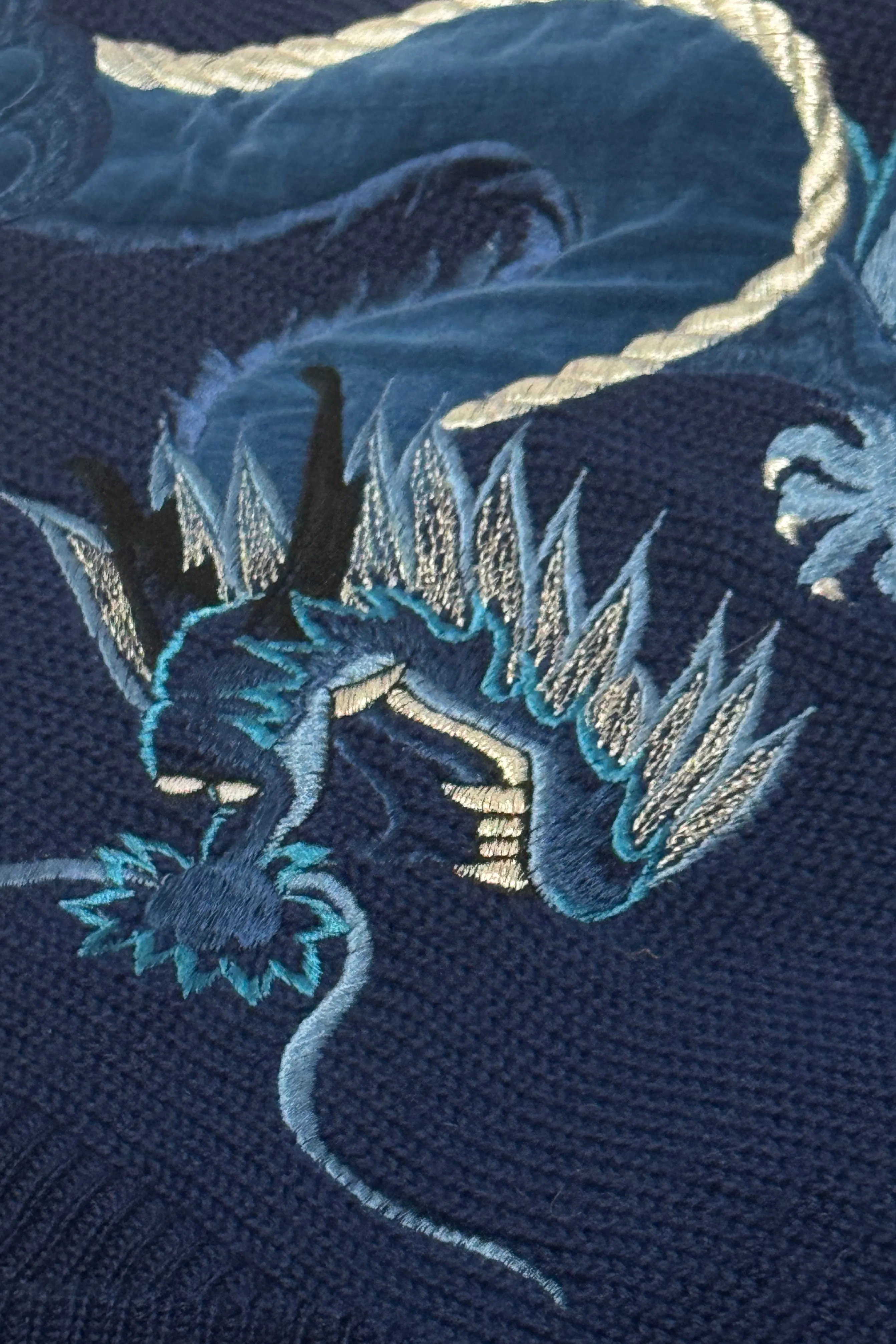 1980’S YAMAMOTO KANSAI MADE IN JAPAN EMBROIDERED WOOL KNIT CARDIGAN SWEATER X-LARGE