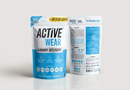 Active Wear Laundry Detergent & Soak - Formulated for Sweat and Workout Clothes - Natural Performance Concentrate Enzyme Booster Deodorizer - Powder Wash for Activewear Gym Apparel (90 Loads)
