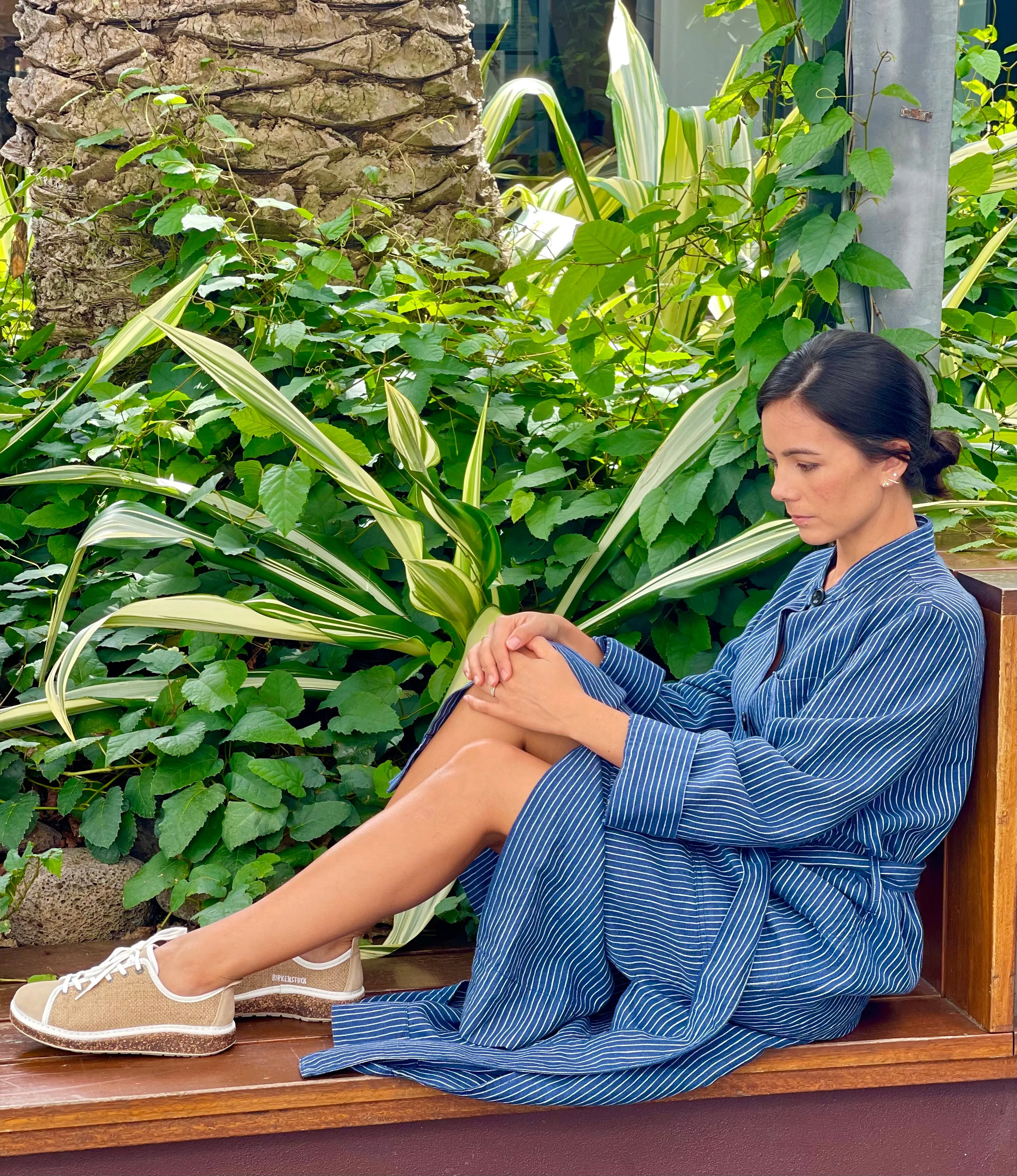 Arnalda Stripe Linen in Indigo