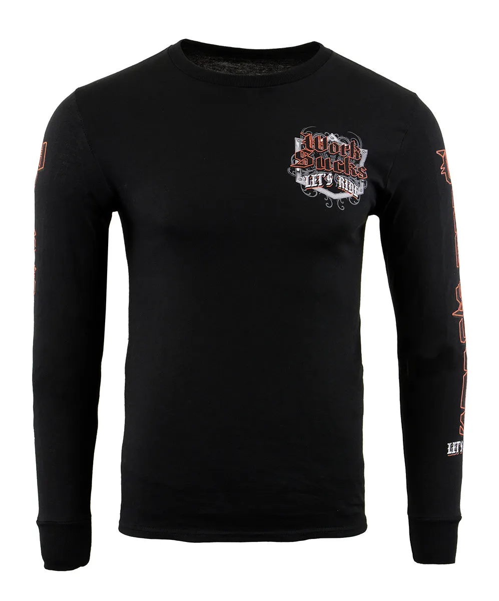 Biker Clothing Co. BCC117004 Men's Black 'Work Sucks, Let's Ride '