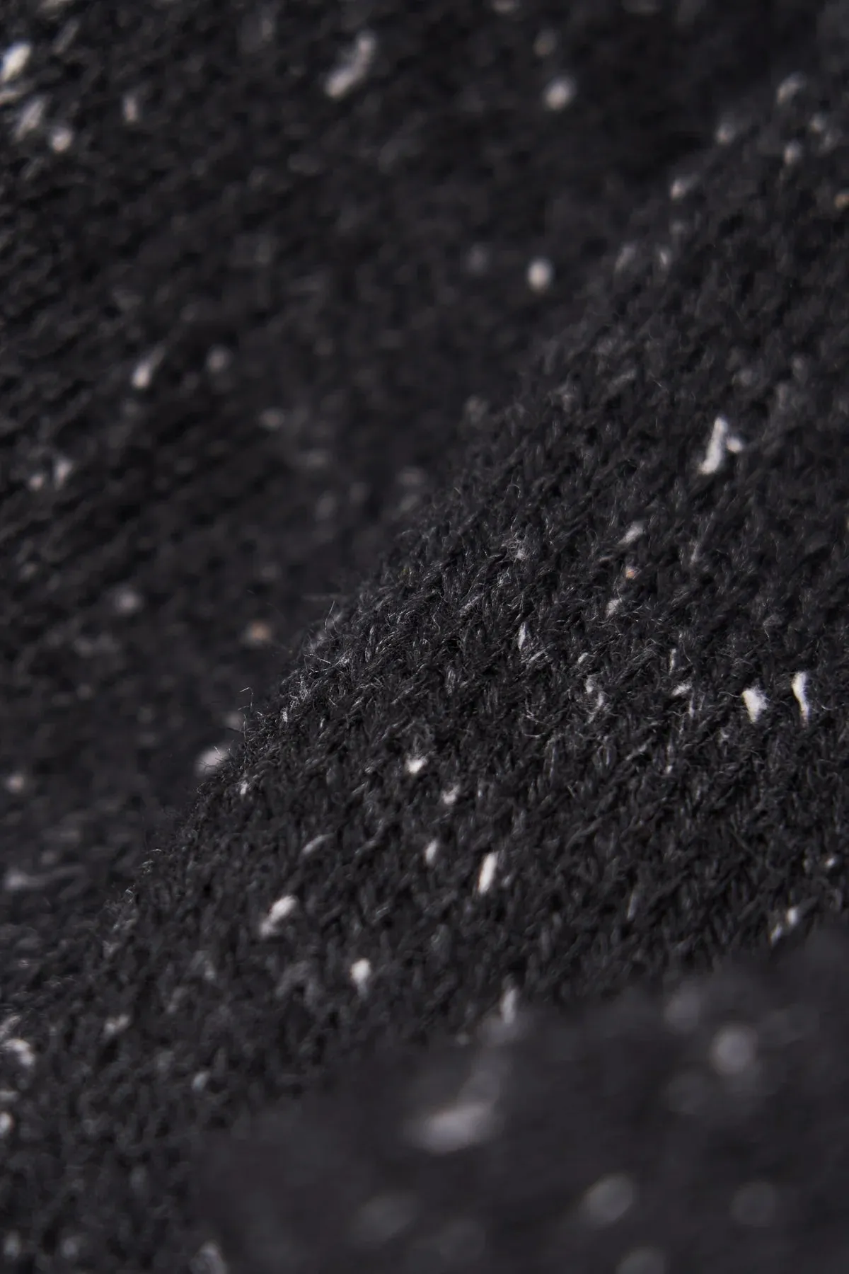 Black Tweed Fingerless Glove with Black Deerskin Palm