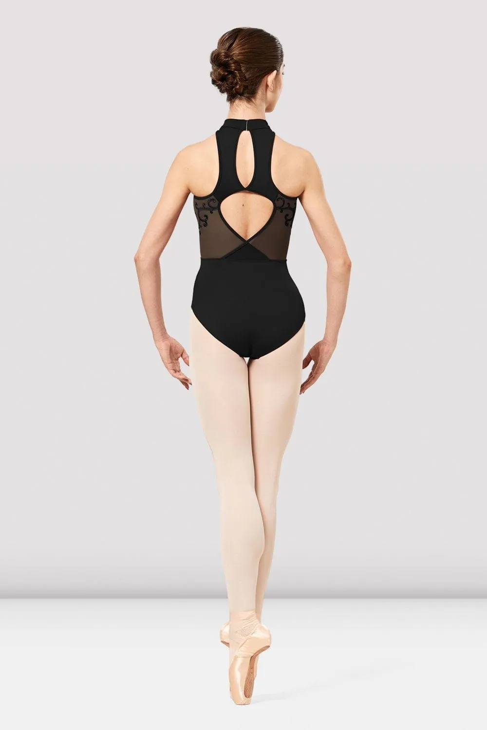 Bloch L2325 Adult High Neck Embroidered Halter Leotard