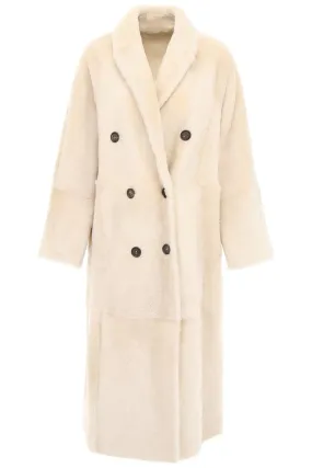 Brunello Cucinelli Double Breasted Shearling Coat