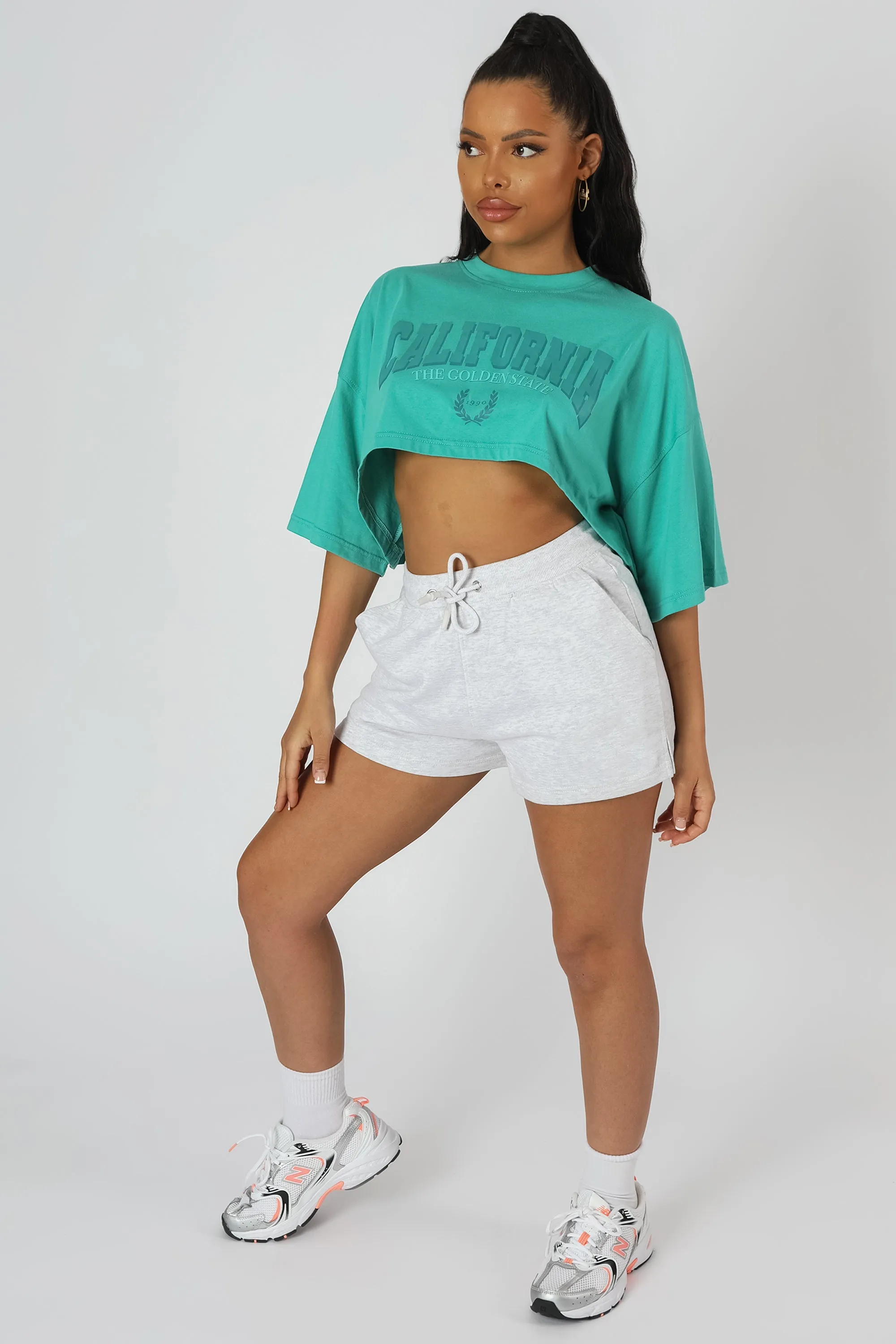 California Super Crop T-Shirt Turquoise