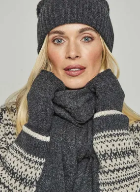 Cashmere Fingerless Gloves - Charcoal