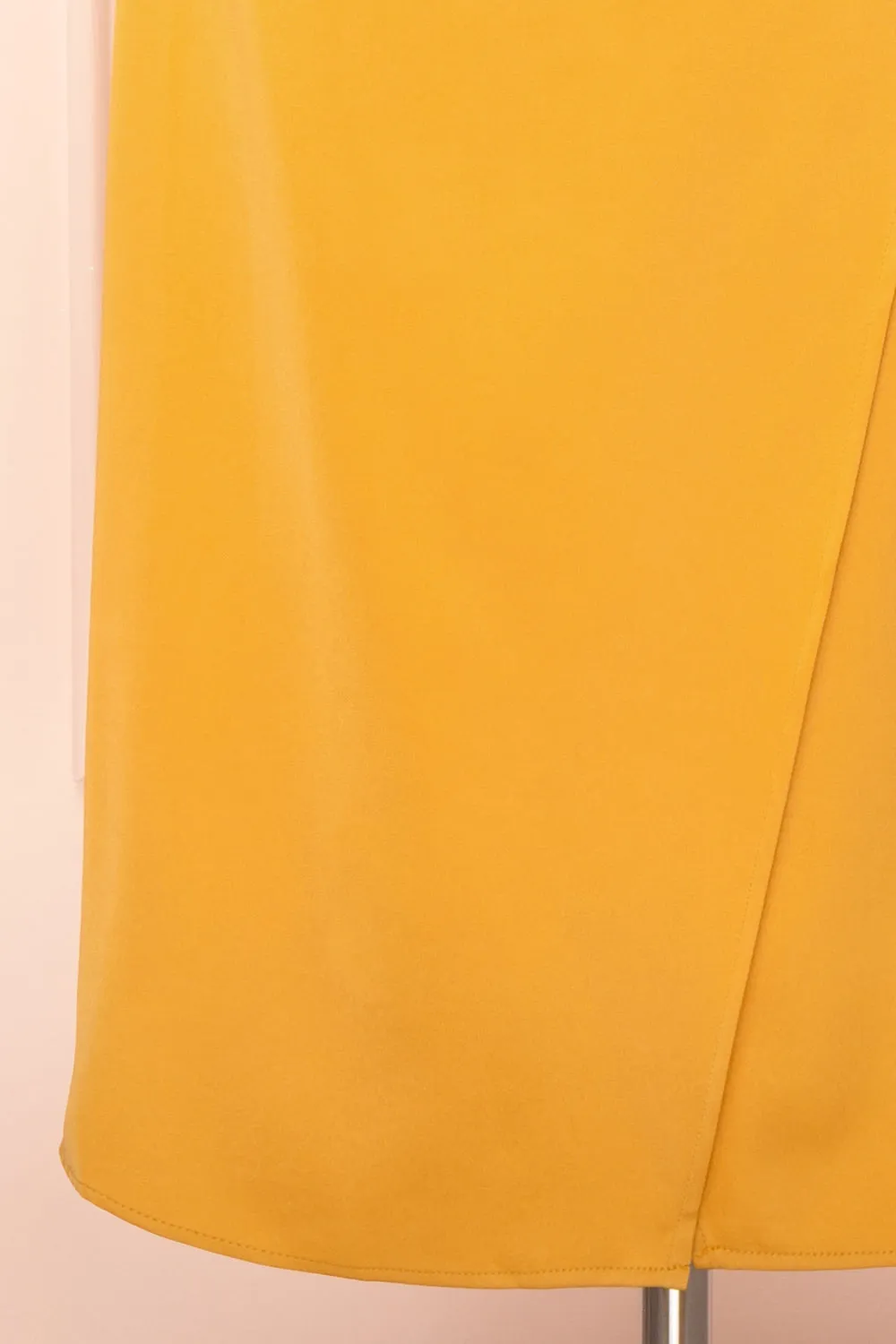 Chloe Yellow | Cowl Neck Satin Midi Slip Dress