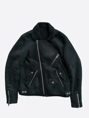 Chrome Hearts Black Shearling Biker Jacket