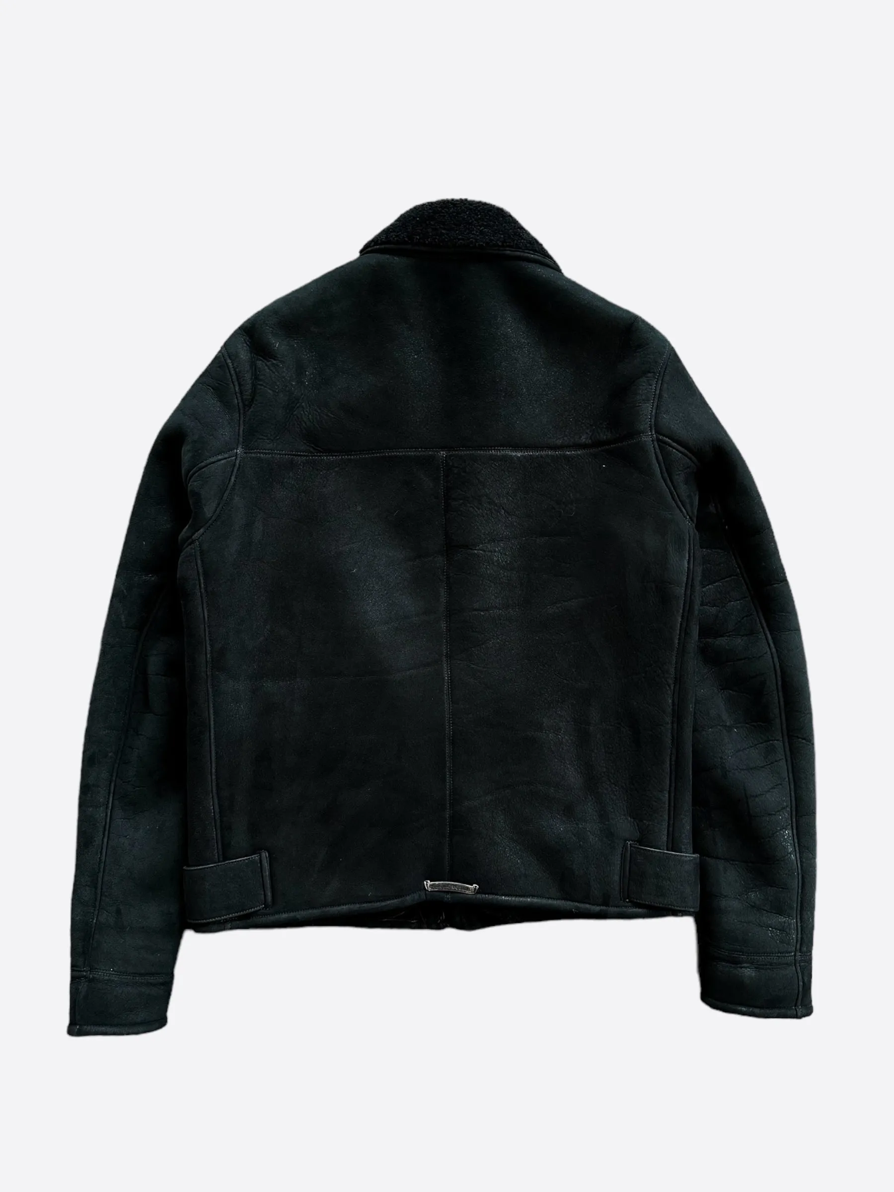 Chrome Hearts Black Shearling Biker Jacket