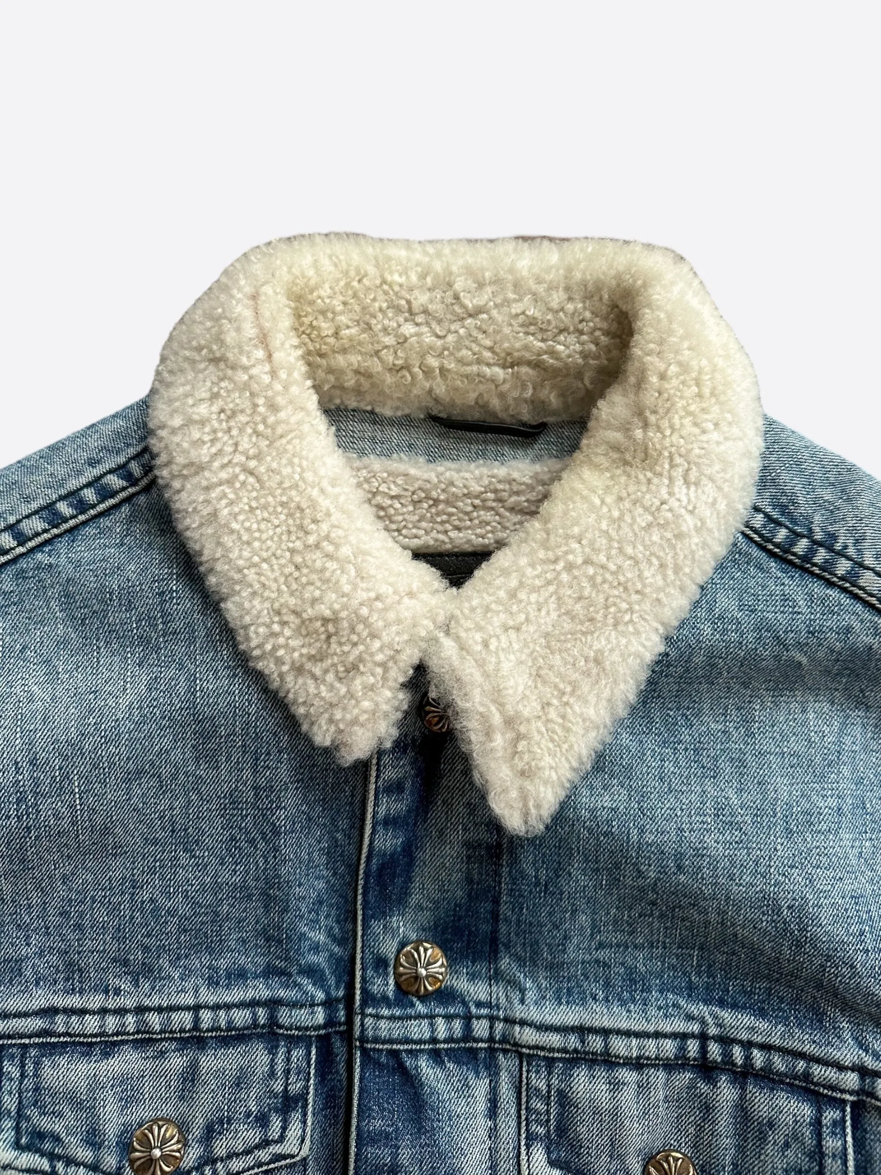 Chrome Hearts Blue Removeable Shearling Denim Jacket