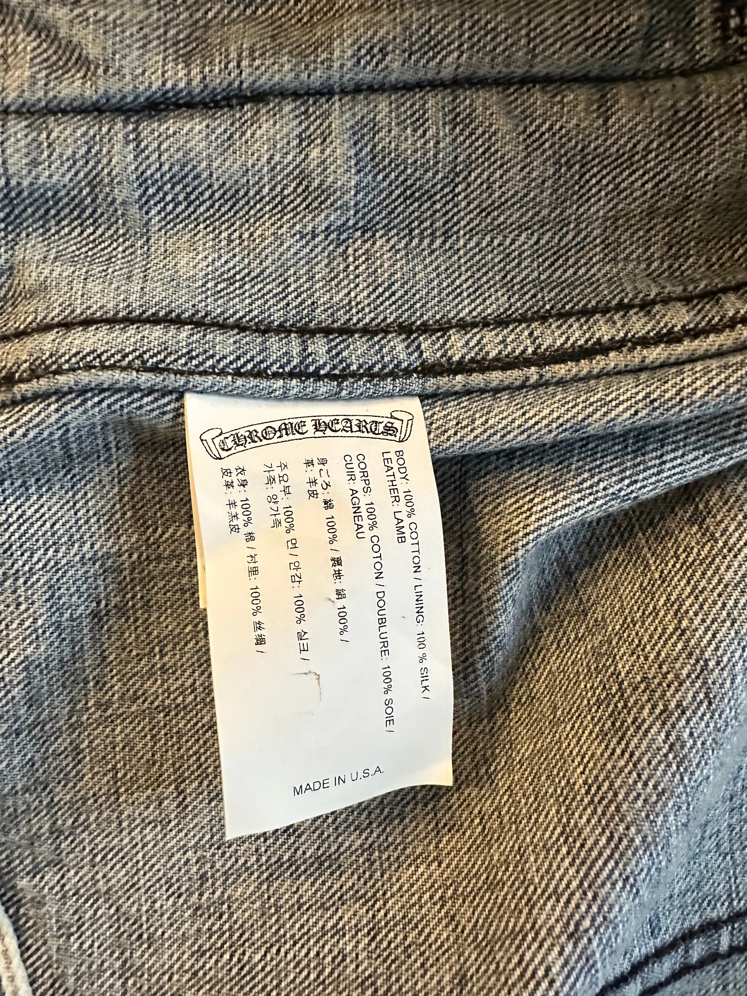 Chrome Hearts Blue Removeable Shearling Denim Jacket