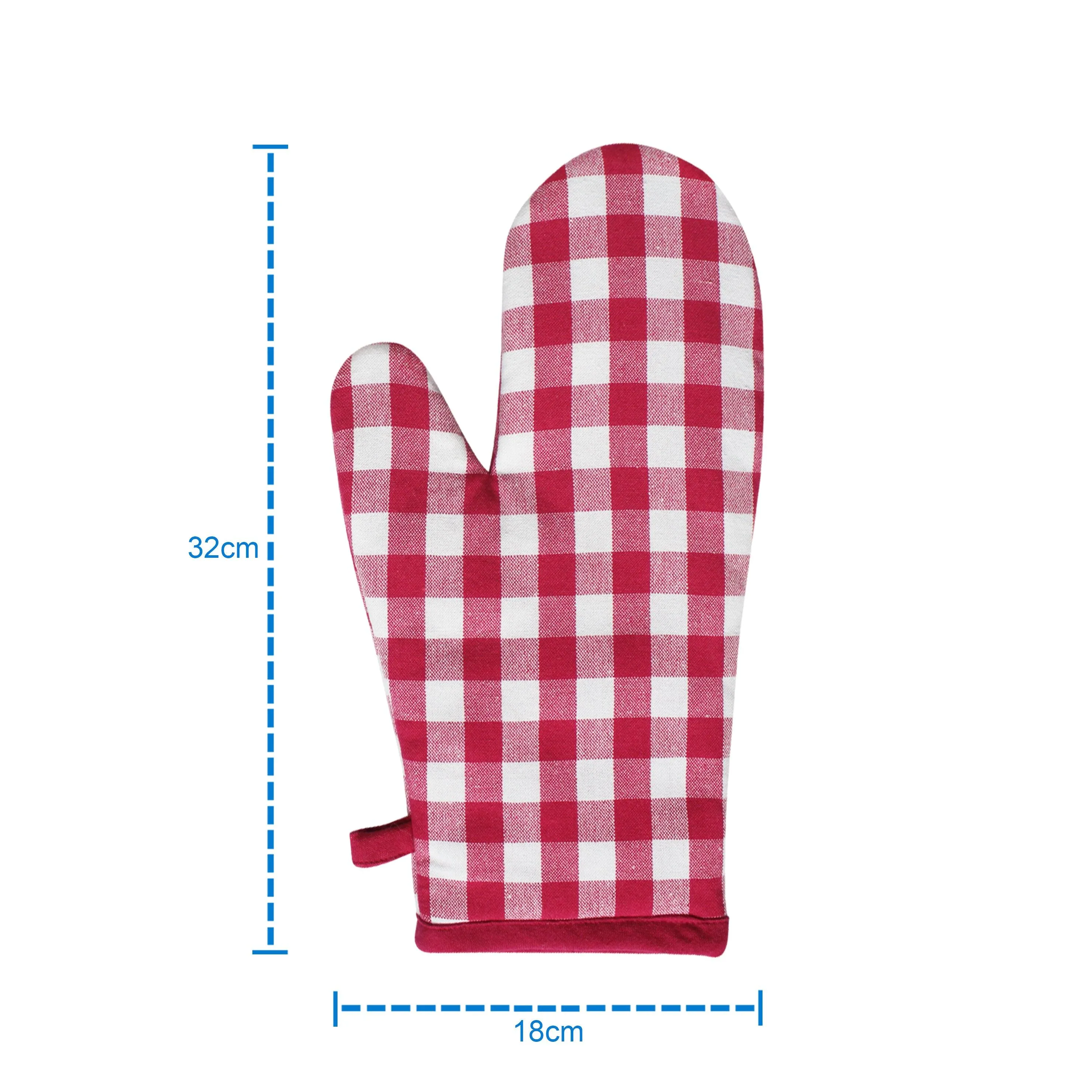 Cotton Gingham Check Pink Oven Gloves Pack Of 2