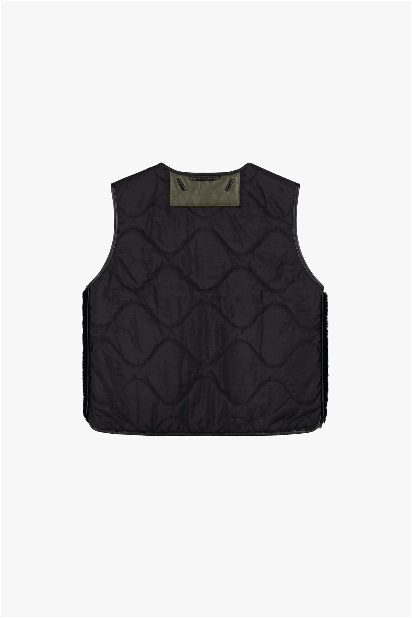 Cropped Aviator Shearling Vest - Black / Black
