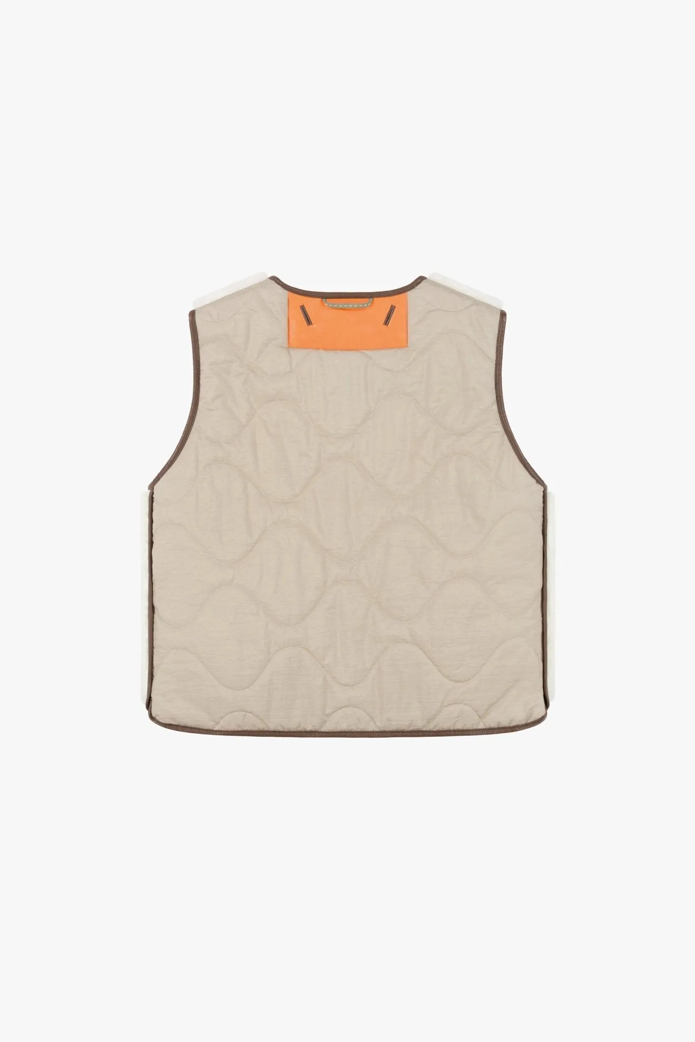 Cropped Aviator Shearling Vest - Chocolate / Natural