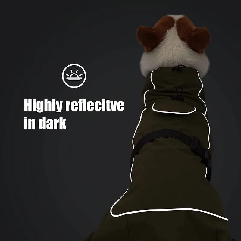 Dog Warm Coats - Windproof Dog Winter Outdoor Jackets Cold Weather Coats For Dog Waterproof Dog Raincoats With Hole For Dog Leash