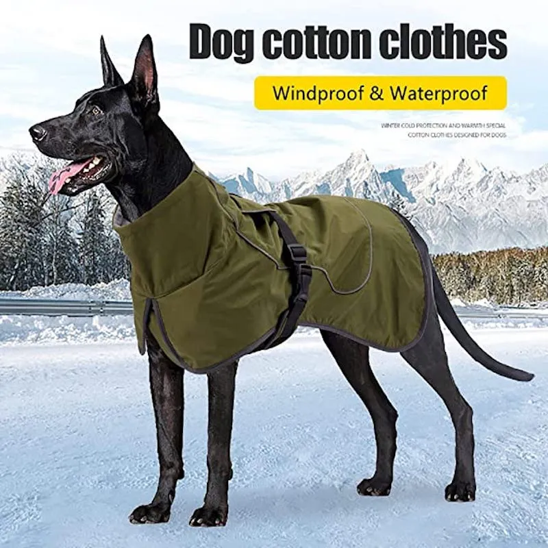 Dog Warm Coats - Windproof Dog Winter Outdoor Jackets Cold Weather Coats For Dog Waterproof Dog Raincoats With Hole For Dog Leash