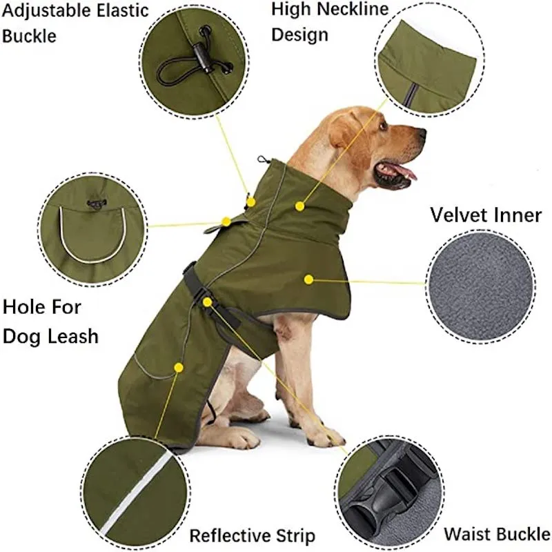 Dog Warm Coats - Windproof Dog Winter Outdoor Jackets Cold Weather Coats For Dog Waterproof Dog Raincoats With Hole For Dog Leash