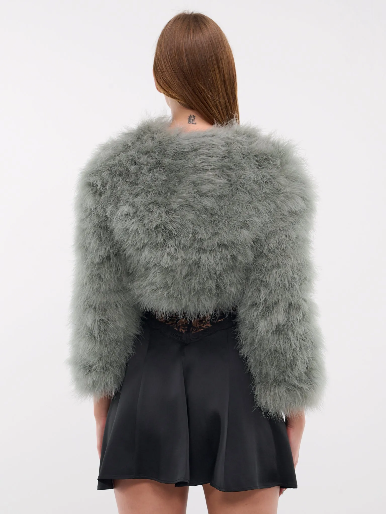 Feather Cropped Jacket (A44-4L035A-P049-GREEN-FROST)