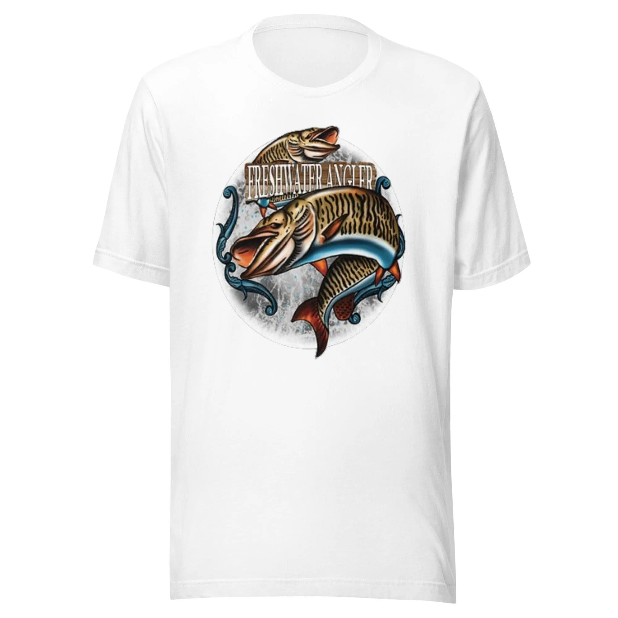 Fishing T-shirt Freshwater Angler Short Sleeve 100% Cotton Crew Neck Unisex Top