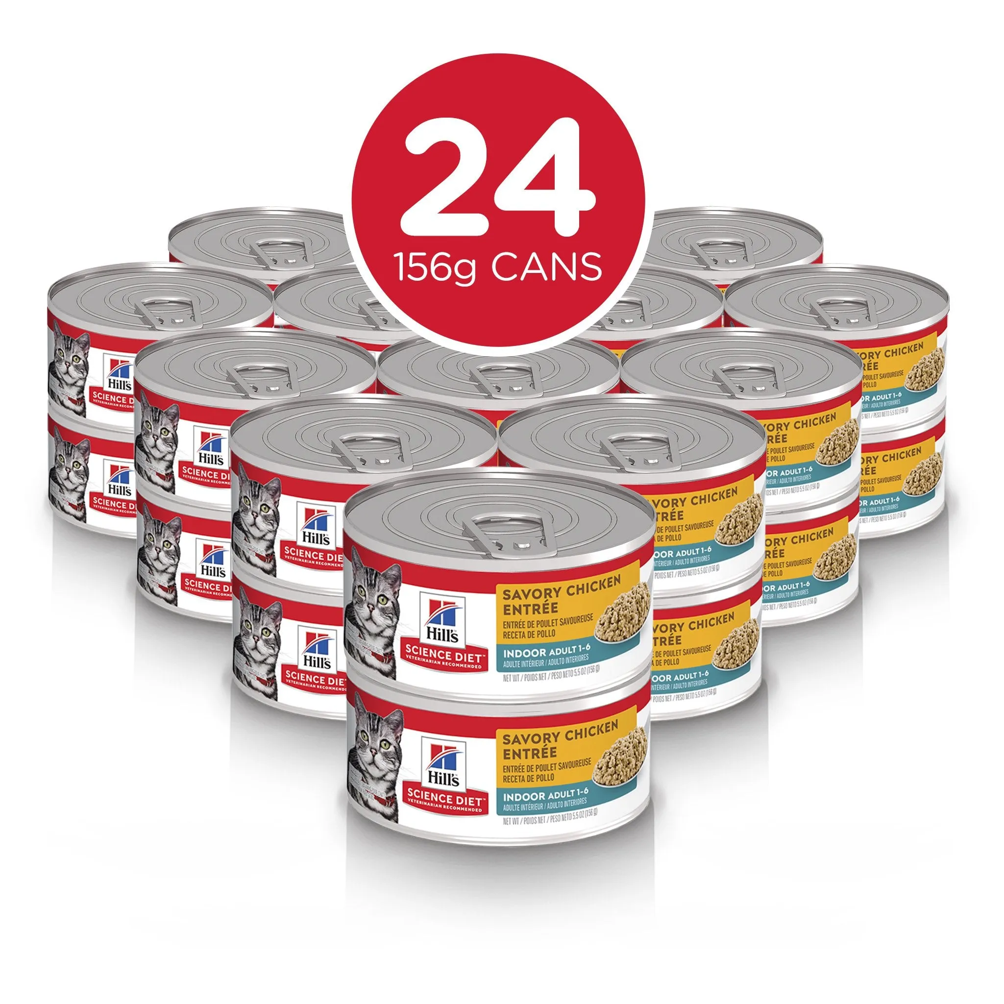 Hills Science Diet Adult Indoor Savoury Chicken Entrée Canned Cat Food 156g x 24***