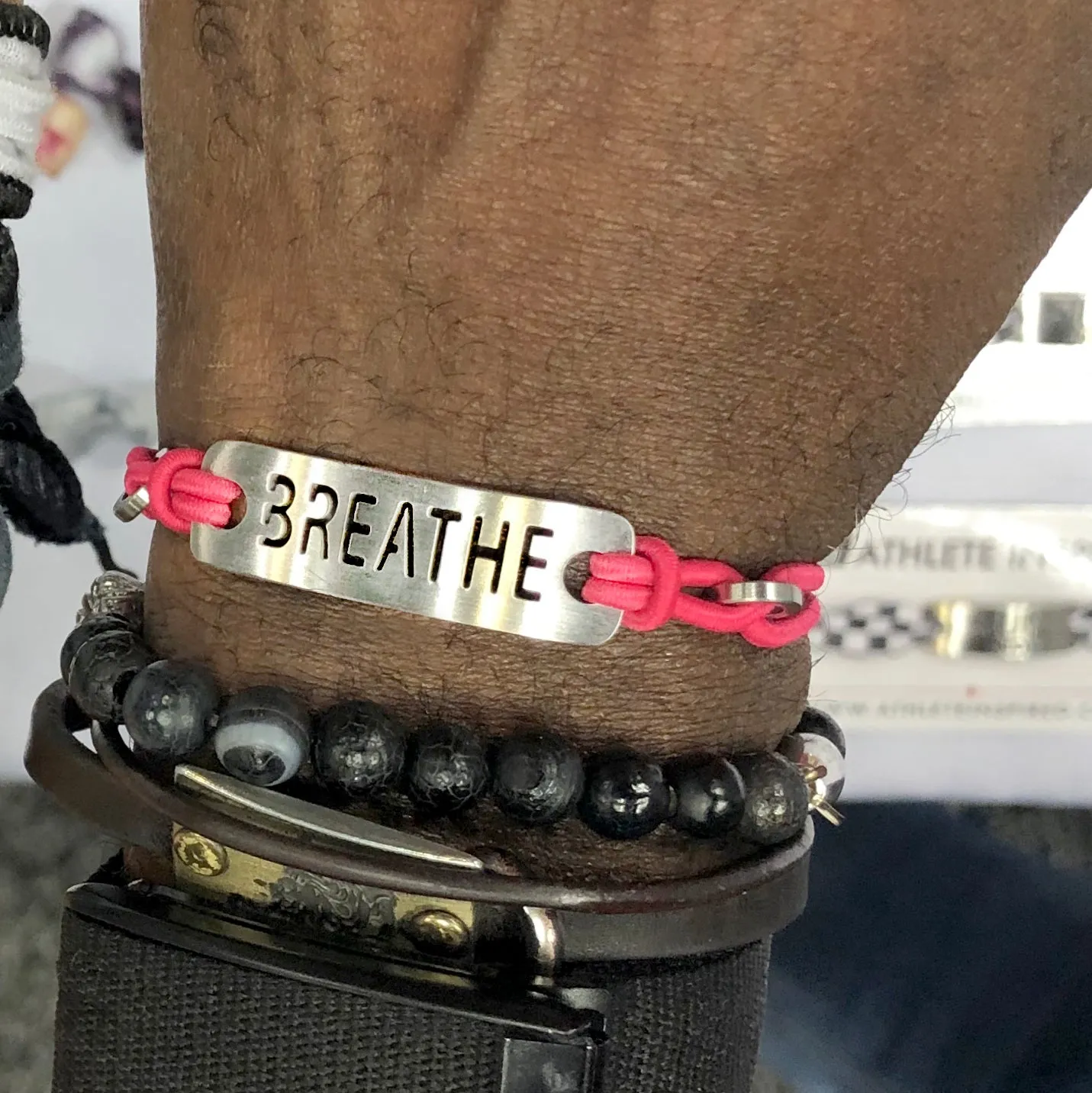 Inspirational Bracelet Adjustable Stretch - Available in Black or Pink