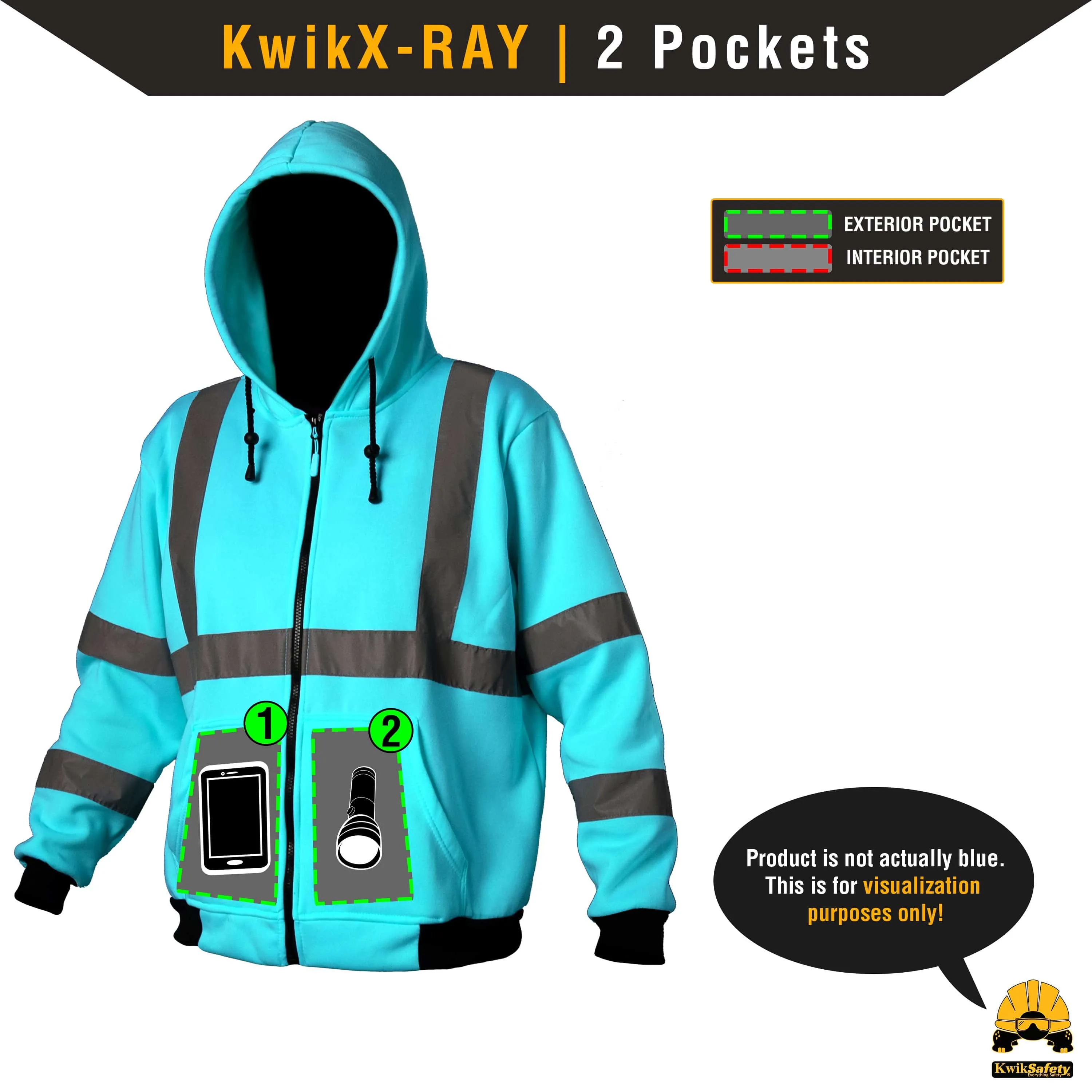 KwikSafety PATROL Safety Hoodie (NO FUZZ Balls) Class 3 ANSI Tested OSHA Compliant Hi Vis Reflective PPE - Model No.: KS5503