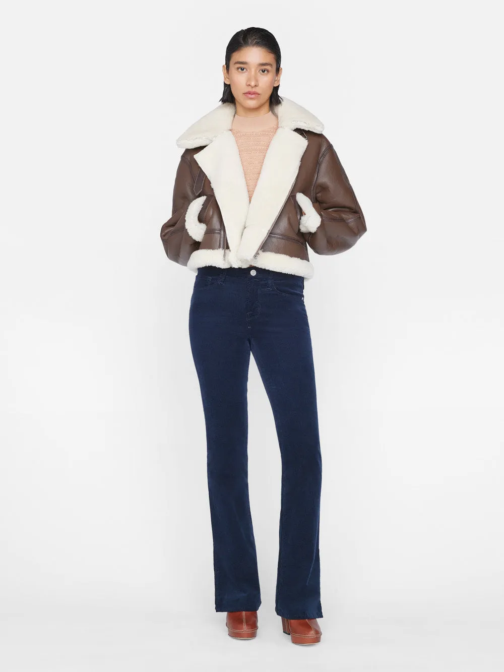 Le Mini Boot Slit Corduroy -- Navy