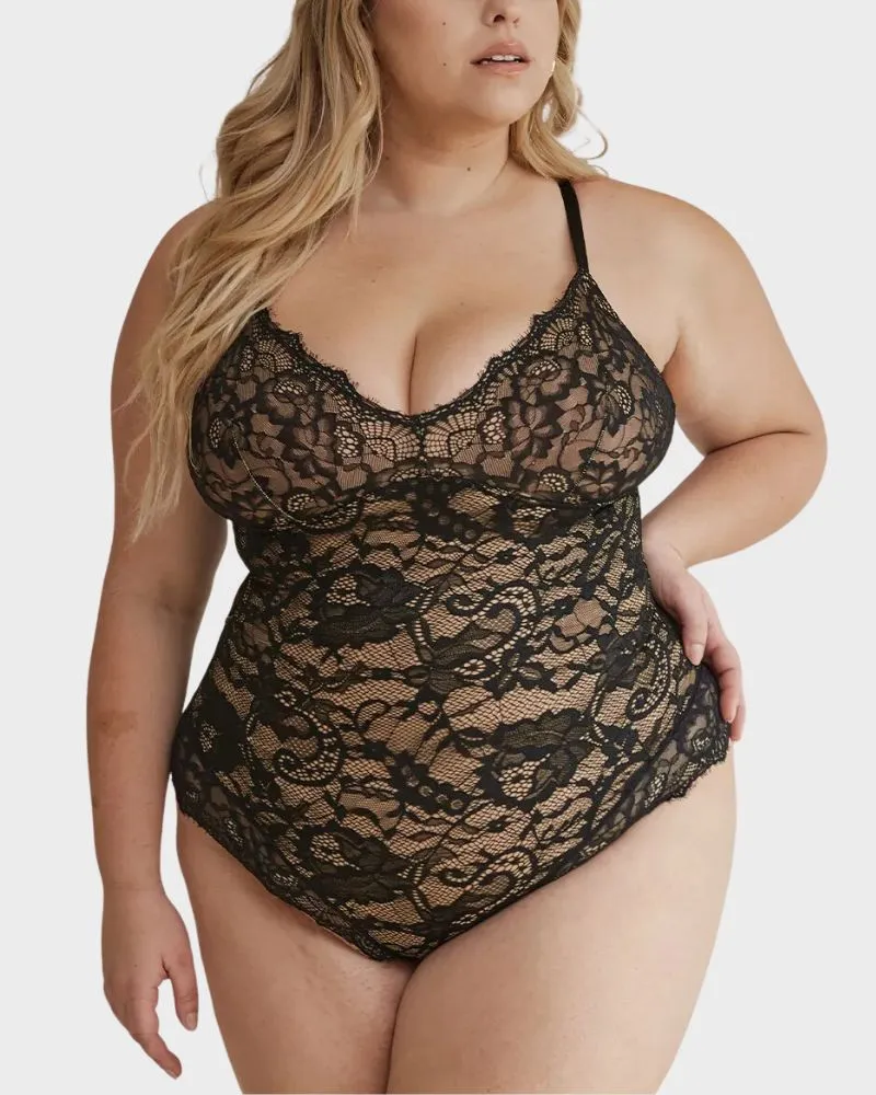 LilyLove® Firm Control Lace Thong Bodysuit