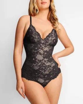 LilyLove® Firm Control Lace Thong Bodysuit