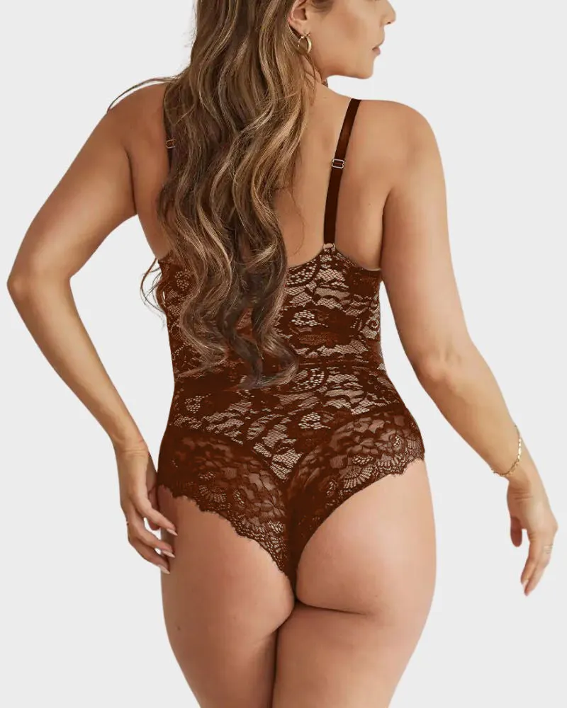 LilyLove® Firm Control Lace Thong Bodysuit