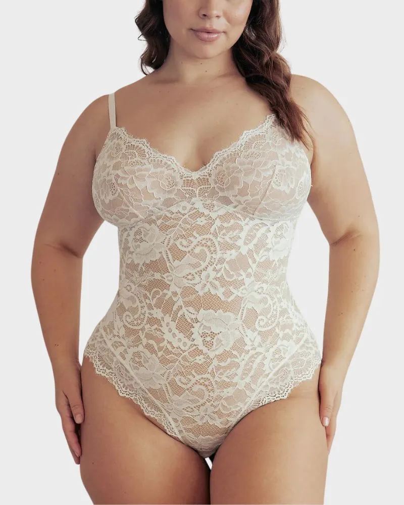 LilyLove® Firm Control Lace Thong Bodysuit