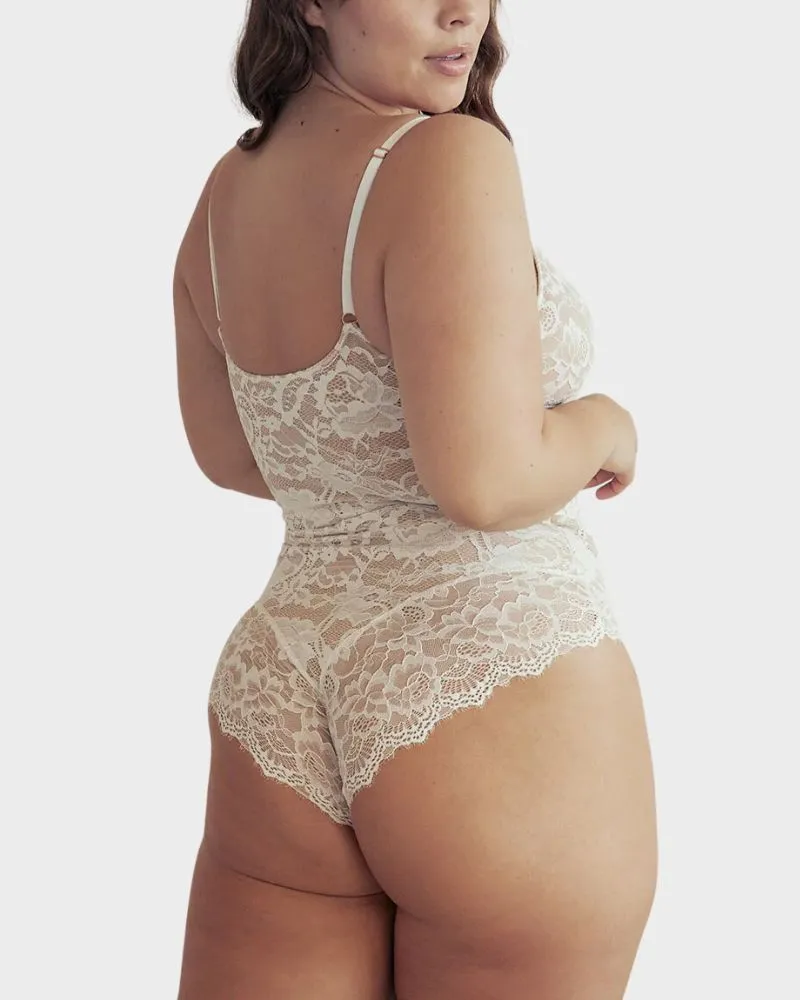 LilyLove® Firm Control Lace Thong Bodysuit