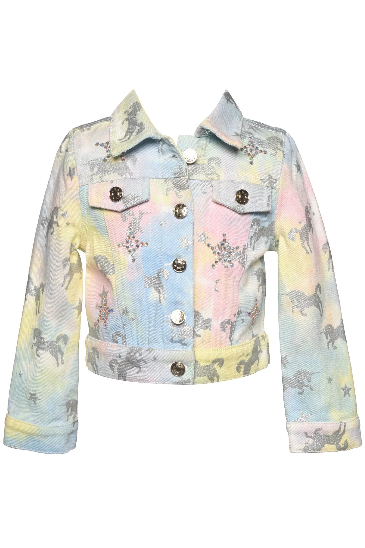 Little Girl's Tie Dye Dreams Unicorn Star Denim Jacket