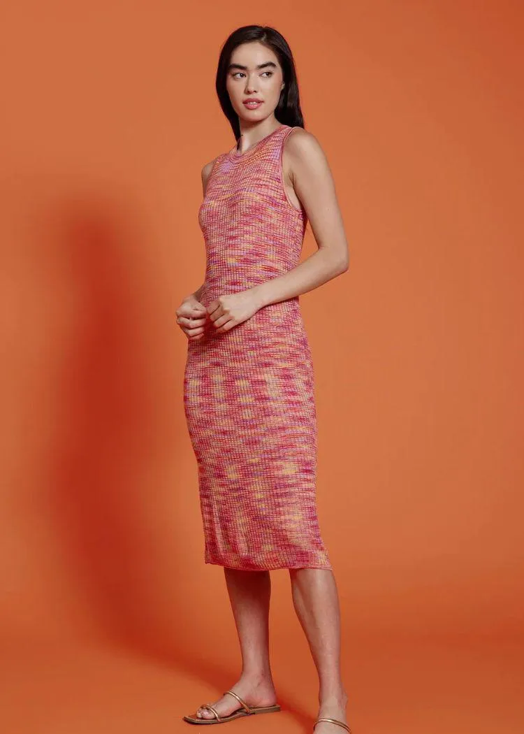 Lucy Paris Ashton Knit Midi Dress-Red Multi  -***FINAL SALE***