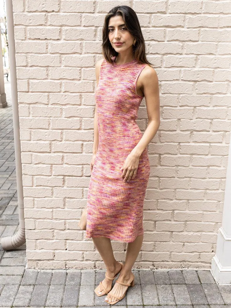 Lucy Paris Ashton Knit Midi Dress-Red Multi  -***FINAL SALE***