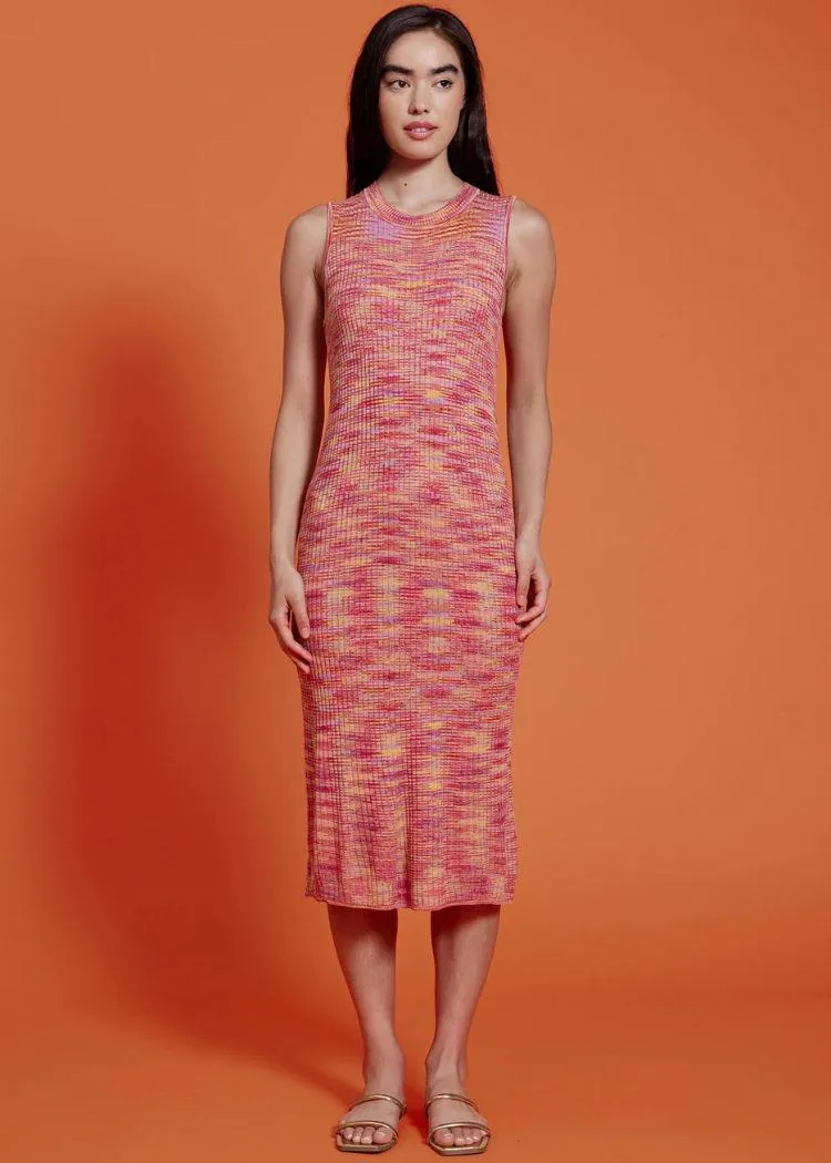 Lucy Paris Ashton Knit Midi Dress-Red Multi  -***FINAL SALE***