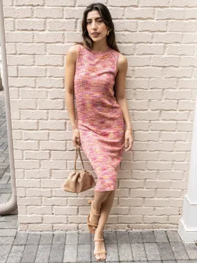Lucy Paris Ashton Knit Midi Dress-Red Multi  -***FINAL SALE***