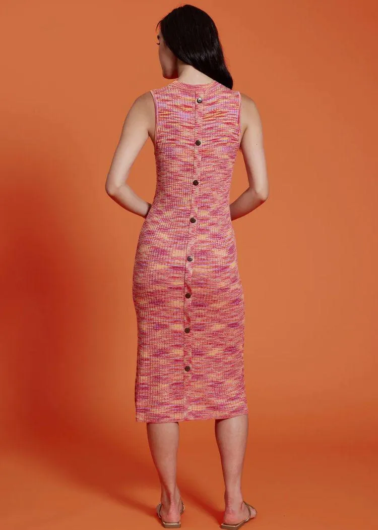 Lucy Paris Ashton Knit Midi Dress-Red Multi  -***FINAL SALE***