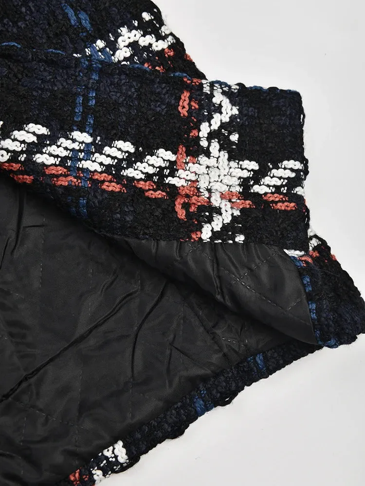 Mable Vintage Blue Plaid Long Coat