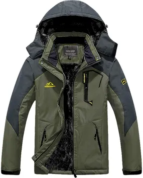 MAGCOMSEN Men's Waterproof Fleece Mountain Jacket Winter Windproof Warm Ski Snowboarding Jacket With Multi-Pockets