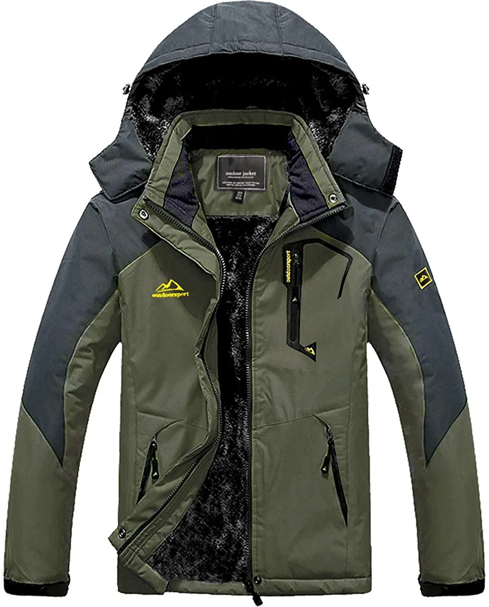 MAGCOMSEN Men's Waterproof Fleece Mountain Jacket Winter Windproof Warm Ski Snowboarding Jacket With Multi-Pockets