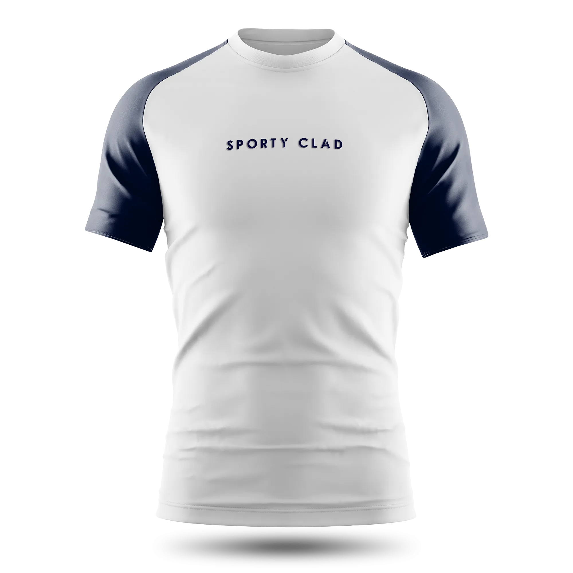 Men's Premium Cotton White / Blue Raglan Short Sleeve T-Shirt