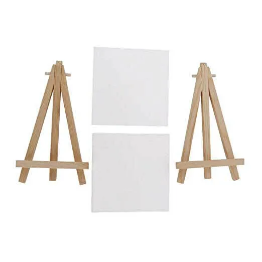 Mini Canvas With Wooden Easel