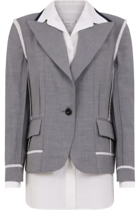 MIX SUITING JACKET LIGHT GRAY/WHITE