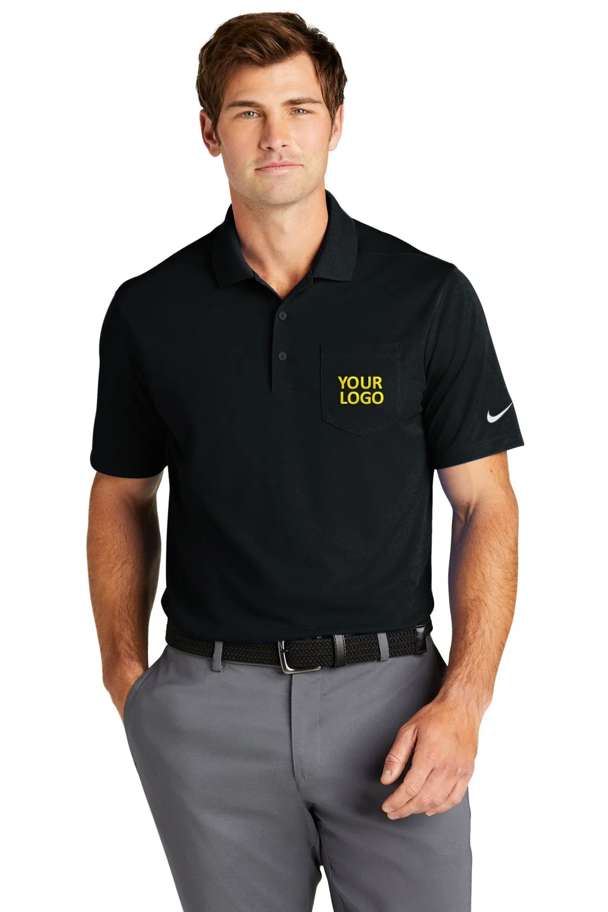Nike Dri-FIT Micro Pique Custom Pocket Polos, Black
