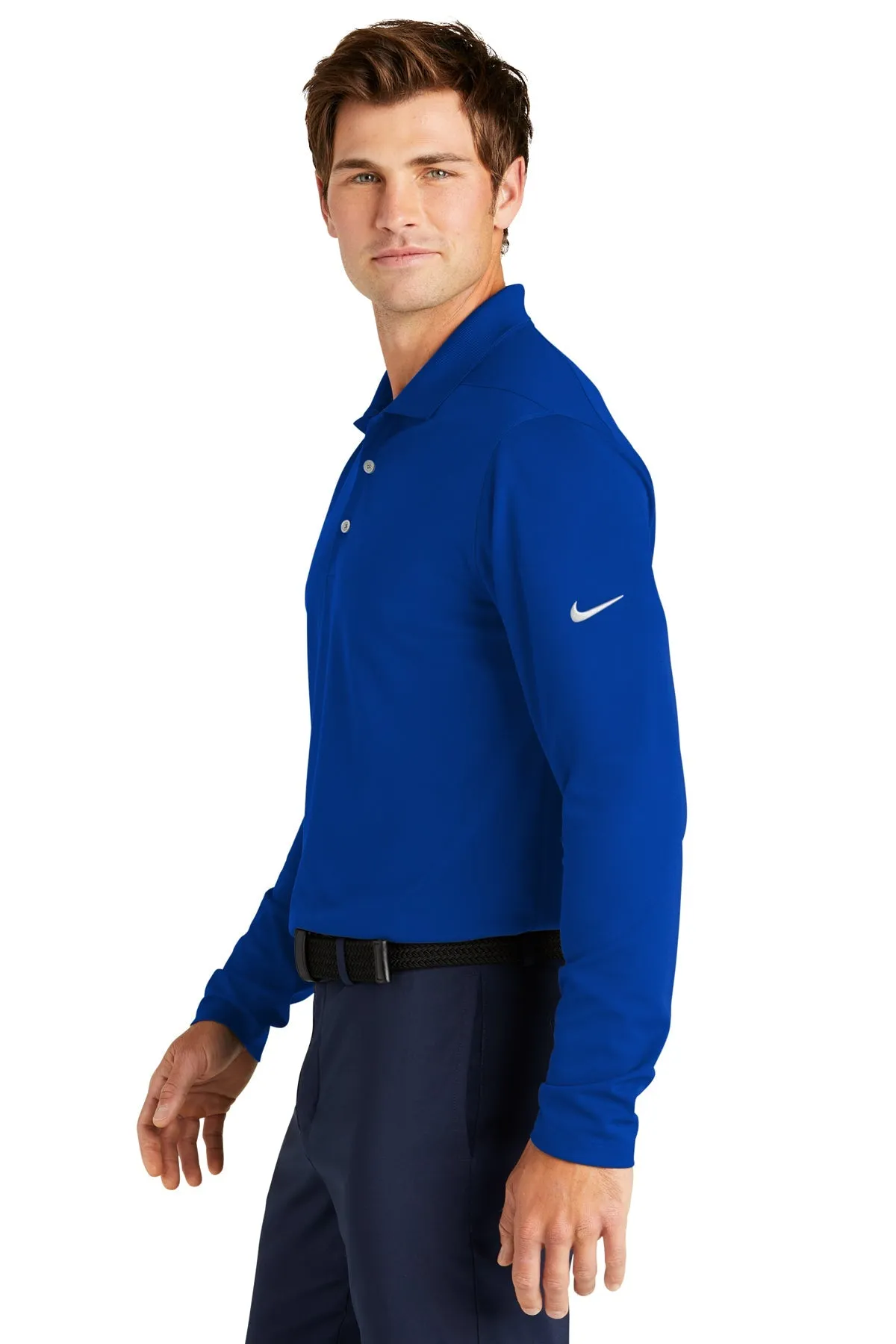 Nike Dri-FIT Micro Pique Long Sleeve Custom Polos, Game Royal