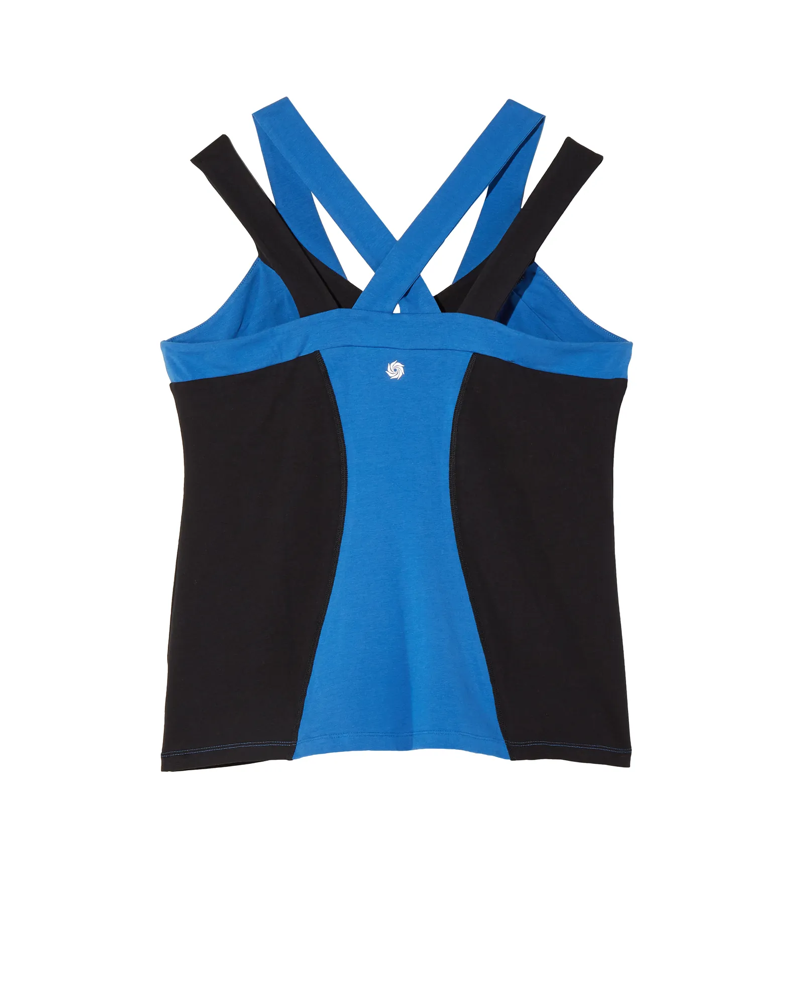 Palm Cross Strap Tank | Azure Blue / Black