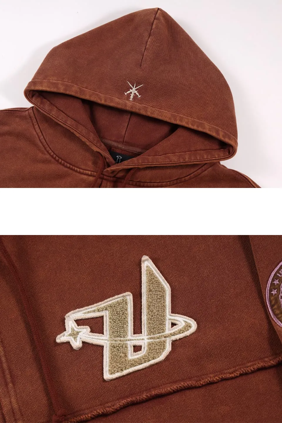 Panel Details Acid Dyed Hoodie