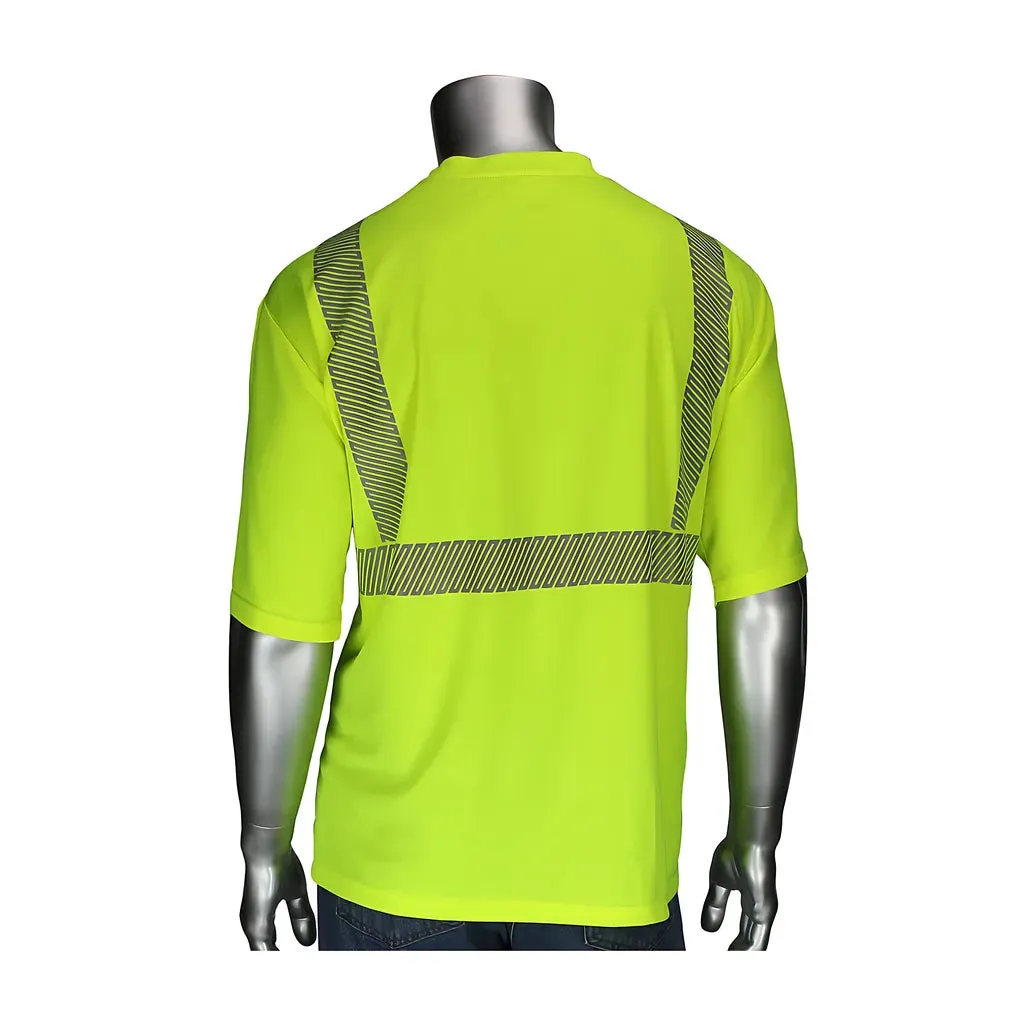 PIP 312-1275B-LY/L ANSI Type R Class 2 Short Sleeve T-Shirt with Black Bottom Front