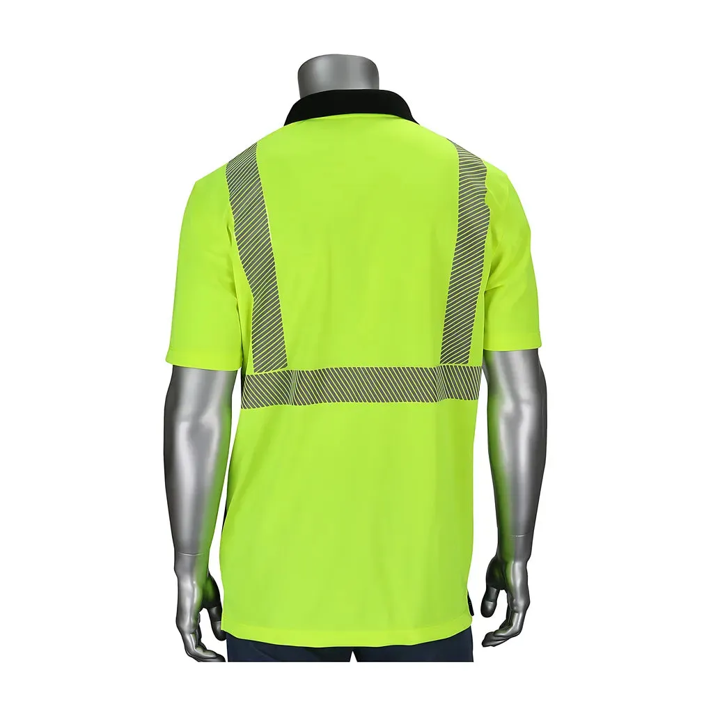 PIP 312-1500B-LY/3X ANSI Type R Class 2 Polo Shirt with Black Bottom Front